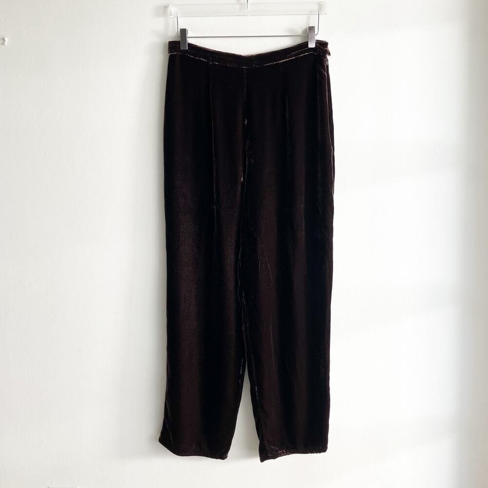 Citron Santa Monica Collection Womens Size Medium Velvet Pants High Rise Brown